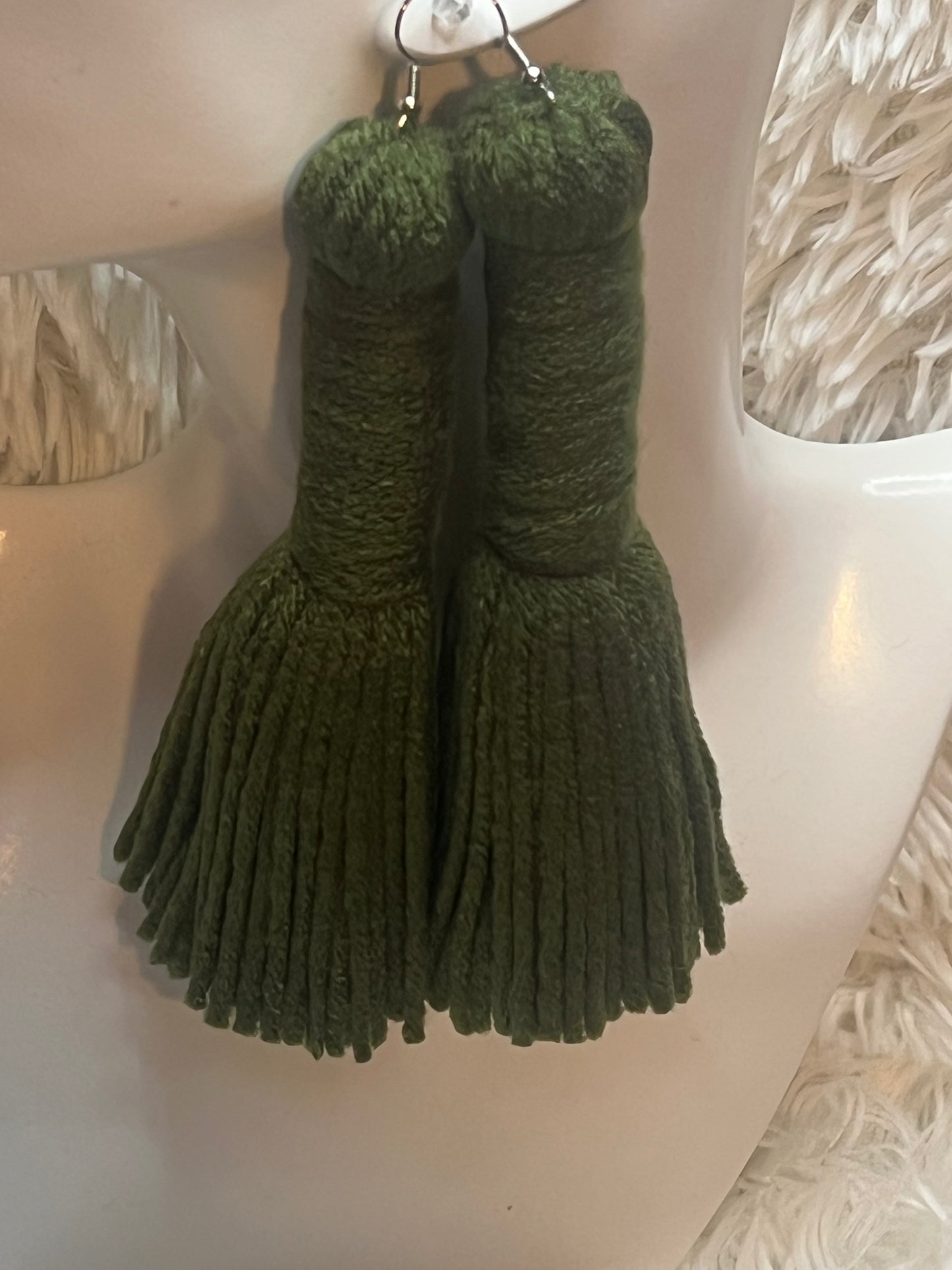 Yarn Tassel Barrel Earrings