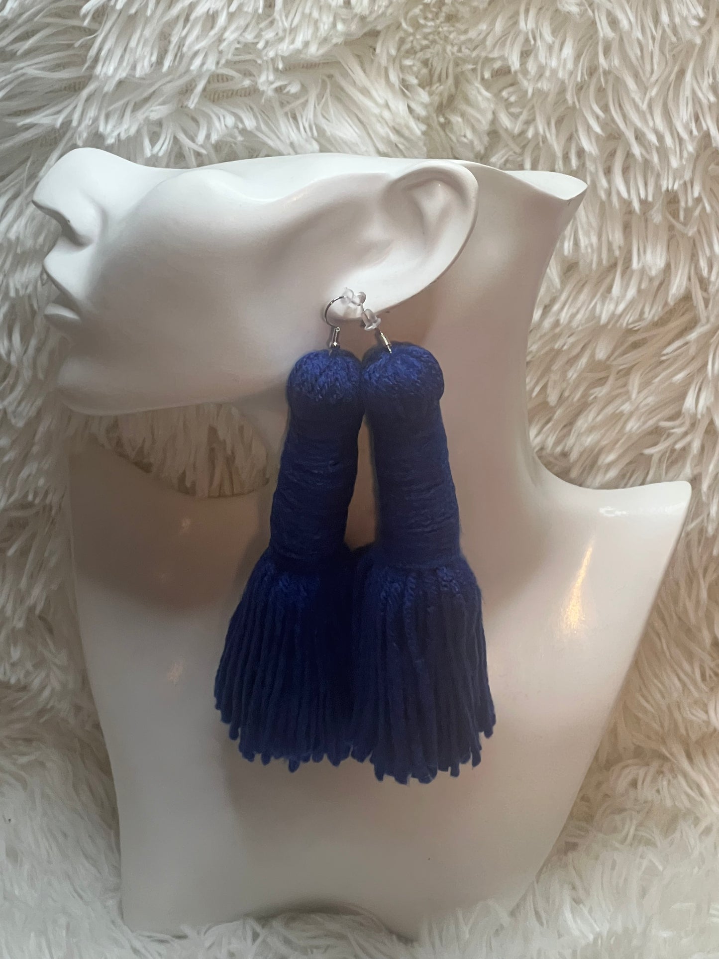 Yarn Tassel Barrel Earrings