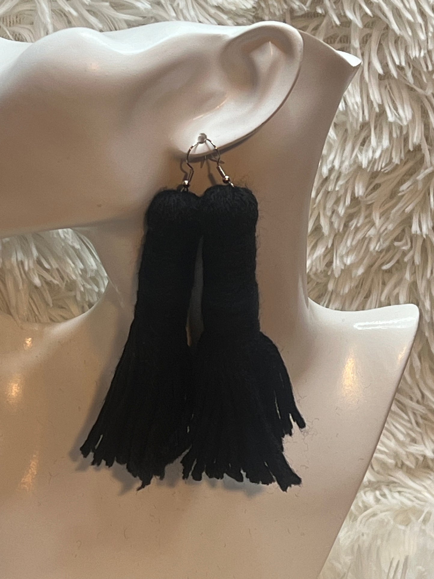 Yarn Tassel Barrel Earrings